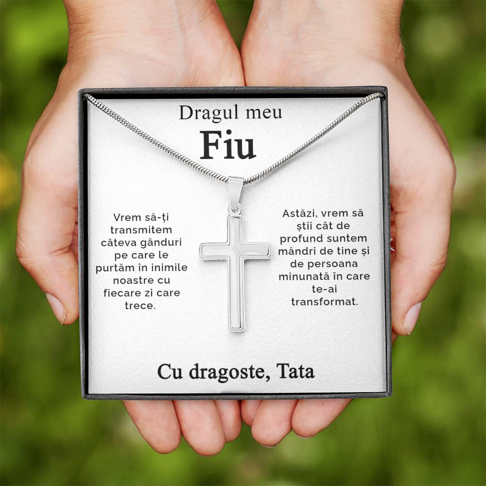 Dragul meu Fiu - Cu dragoste Tata - Lantisor Cruce