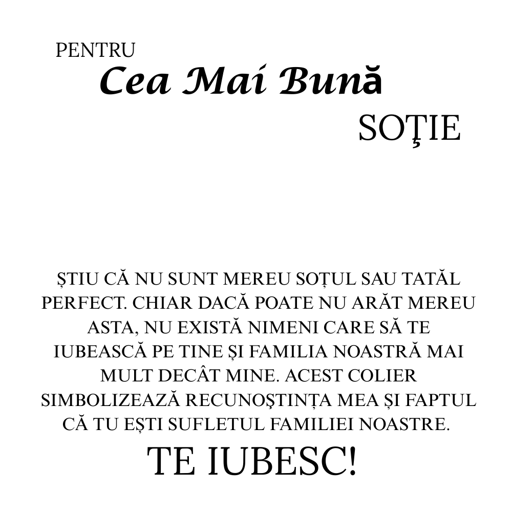 Cadou pentru  draga mea Soție  - Colier Inimi Pereche Love