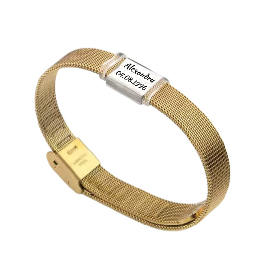 Brățară din Oțel Chirurgical Premium Unisex Gold Personalizată