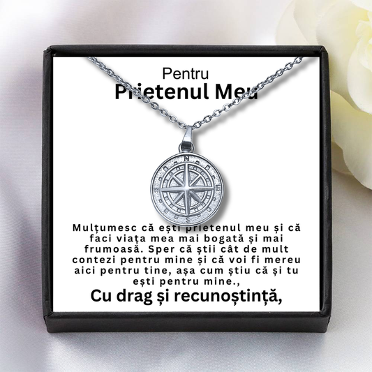 Pentru Prietenul Meu- Lănțișor Compass Mesaj