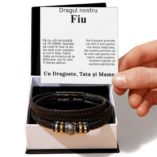 Cadou pentru fiul nostru drag - Brățara Piele Împletită