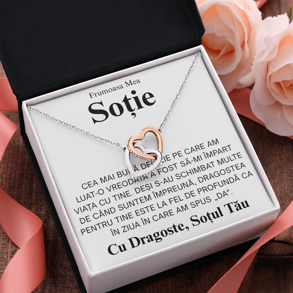 Cadou pentru Soție mea frumoasa - Colier Inimi Pereche Love