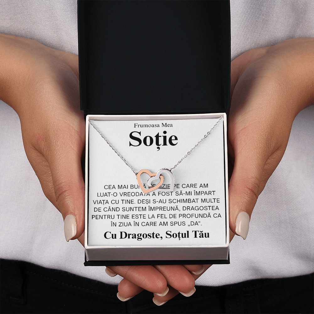 Cadou pentru Soție mea frumoasa - Colier Inimi Pereche Love