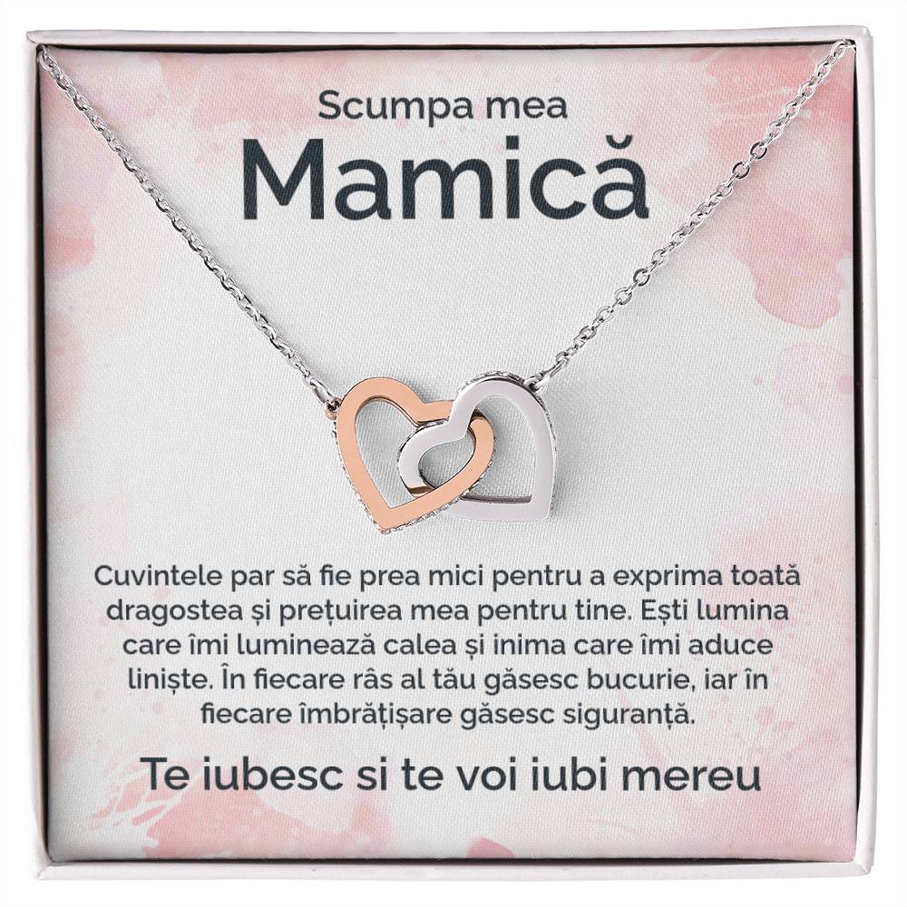 Scumpa mea mamică - te iubesc - colier inimi pereche