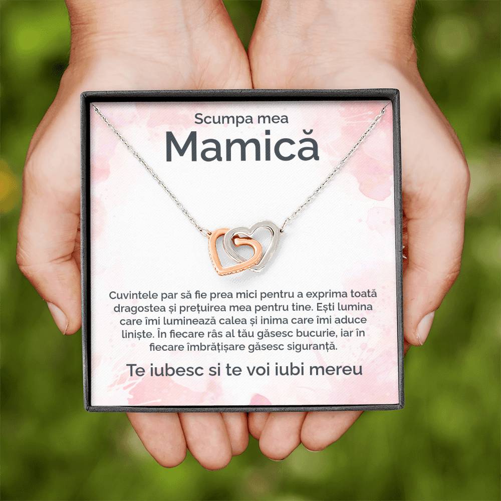 Scumpa mea mamică - te iubesc - colier inimi pereche