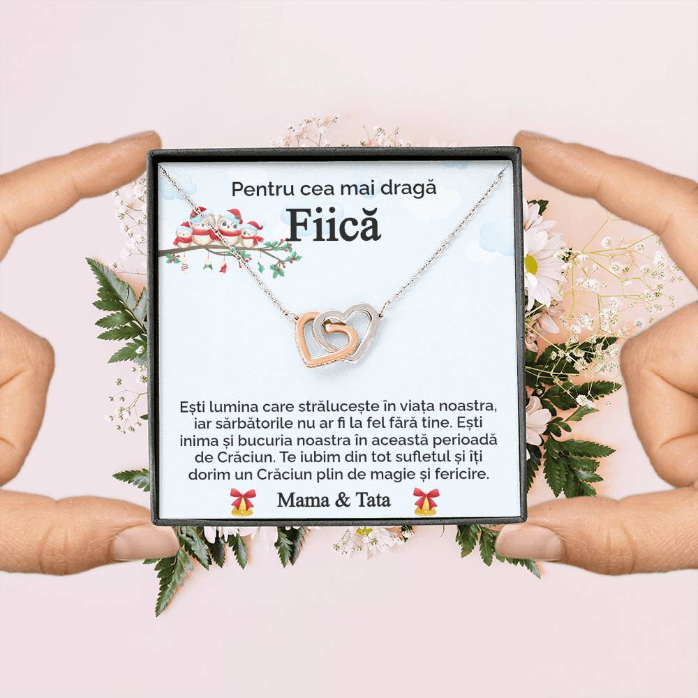 Pentru Cea Mai Draga Fiica. Colier Inimi Pereche