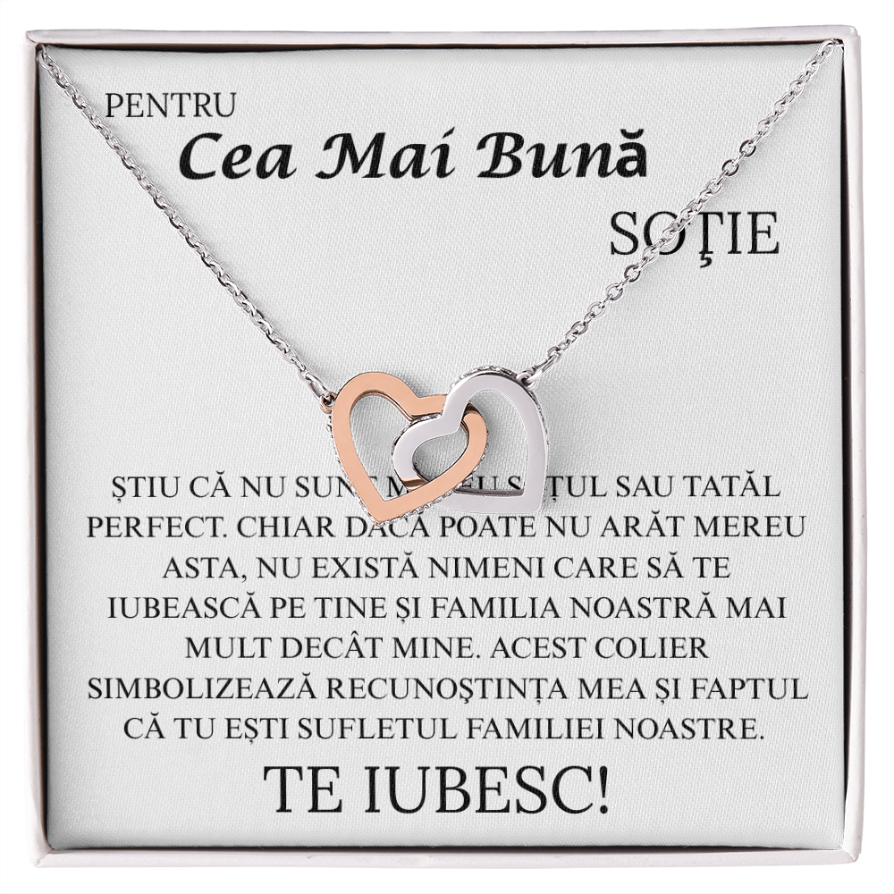Cadou pentru  draga mea Soție  - Colier Inimi Pereche Love