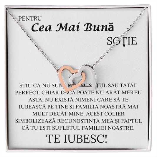Cadou pentru  draga mea Soție  - Colier Inimi Pereche Love