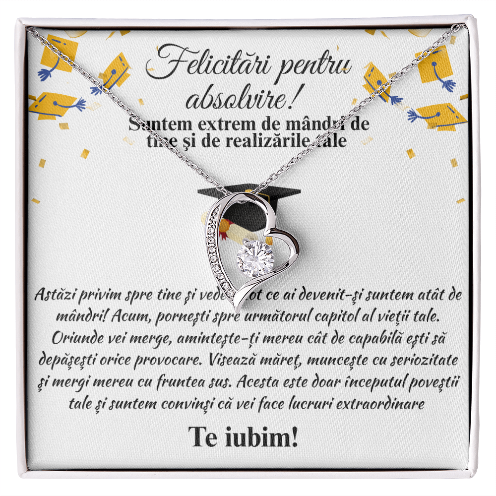 Cadou Absolvire Fiică – Lănțișor Inimă cu Mesaj Special din Argint