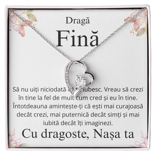 Cadou Pentru draga mea fina - Colier inimă Love