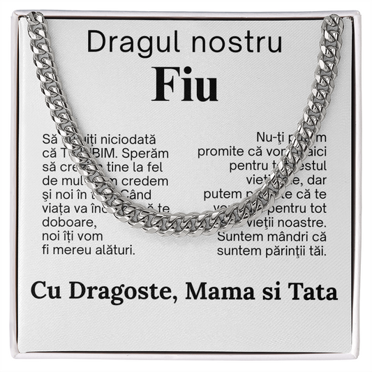 Pentru Fiu- de la Mama si Tata -Lantisor Cuban Link