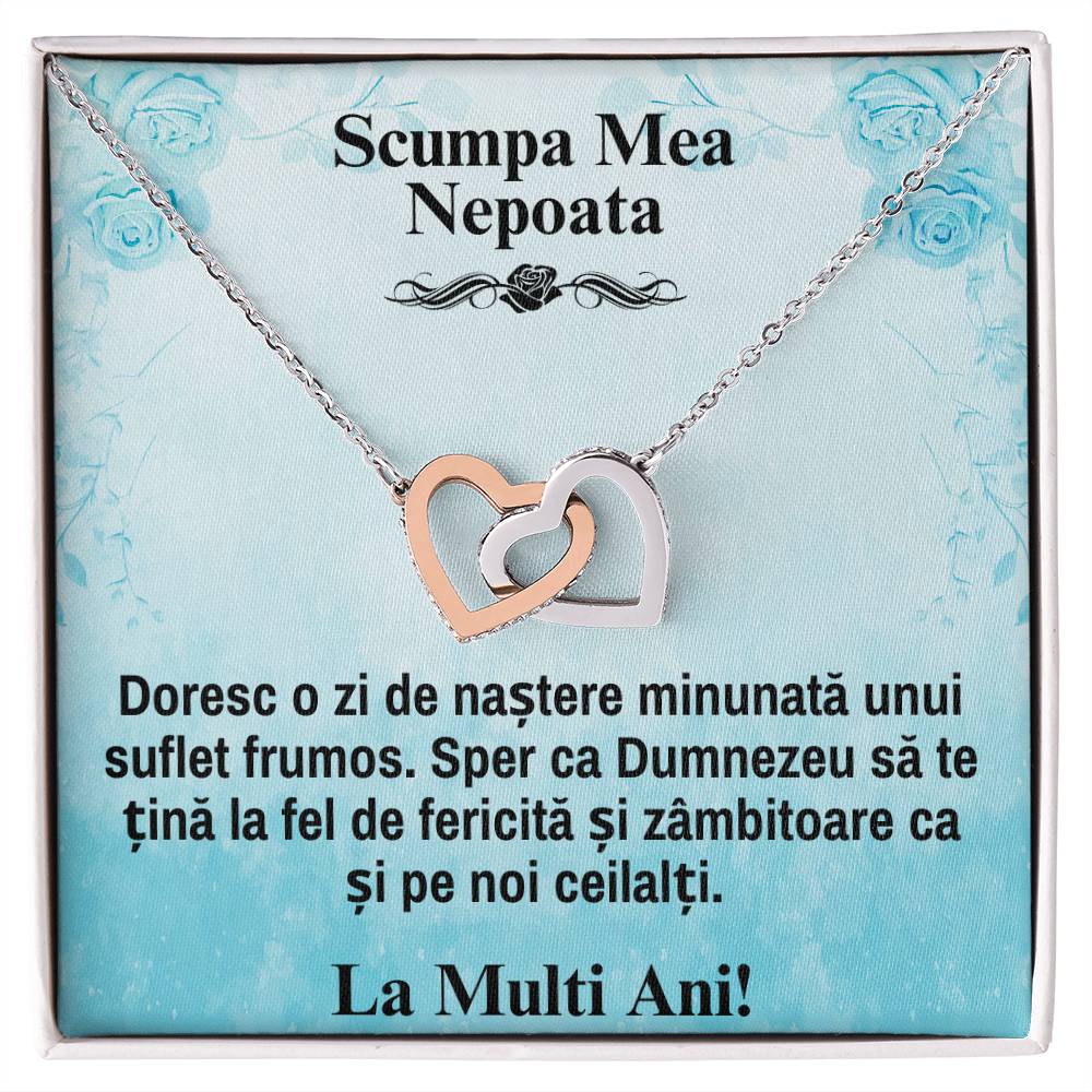 Draga Mea, Nepoata – Colier Inimi Pereche - La Multi Ani