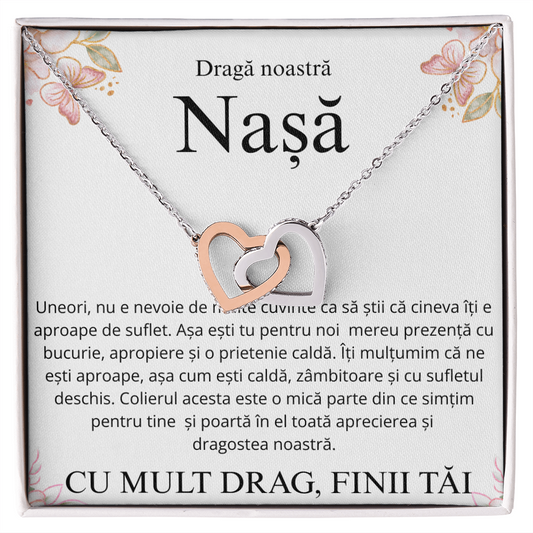 Cadou pentru scumpa mea nasa- Colier Inimi Pereche