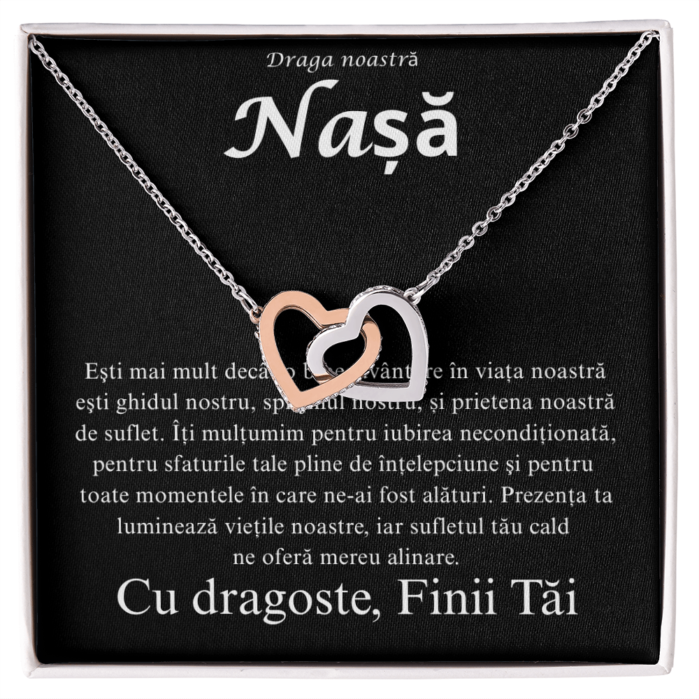 Cadou pentru draga mea nasa  - Colier Inimi Pereche
