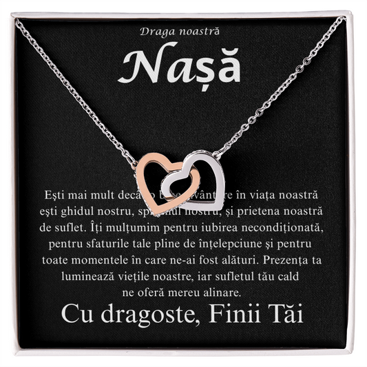 Cadou pentru draga mea nasa  - Colier Inimi Pereche