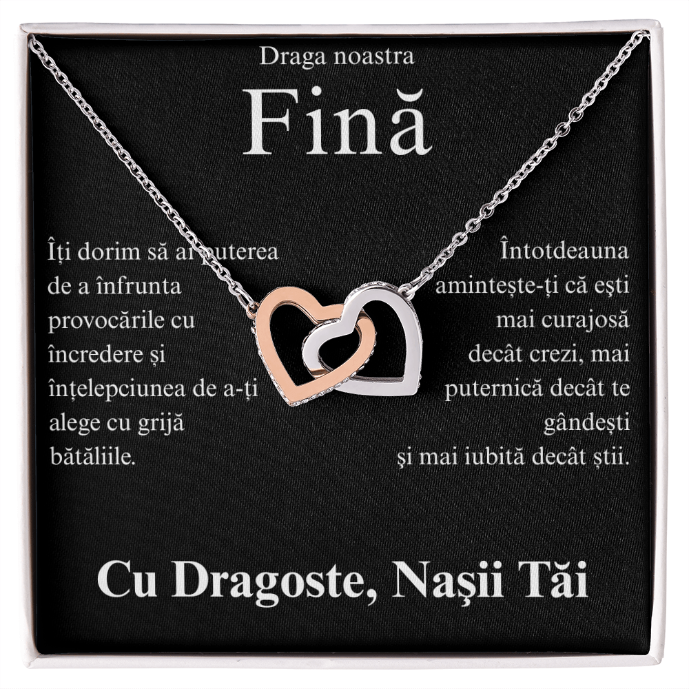 Cadou pentru fina mea draga  - Colier Inimi Pereche