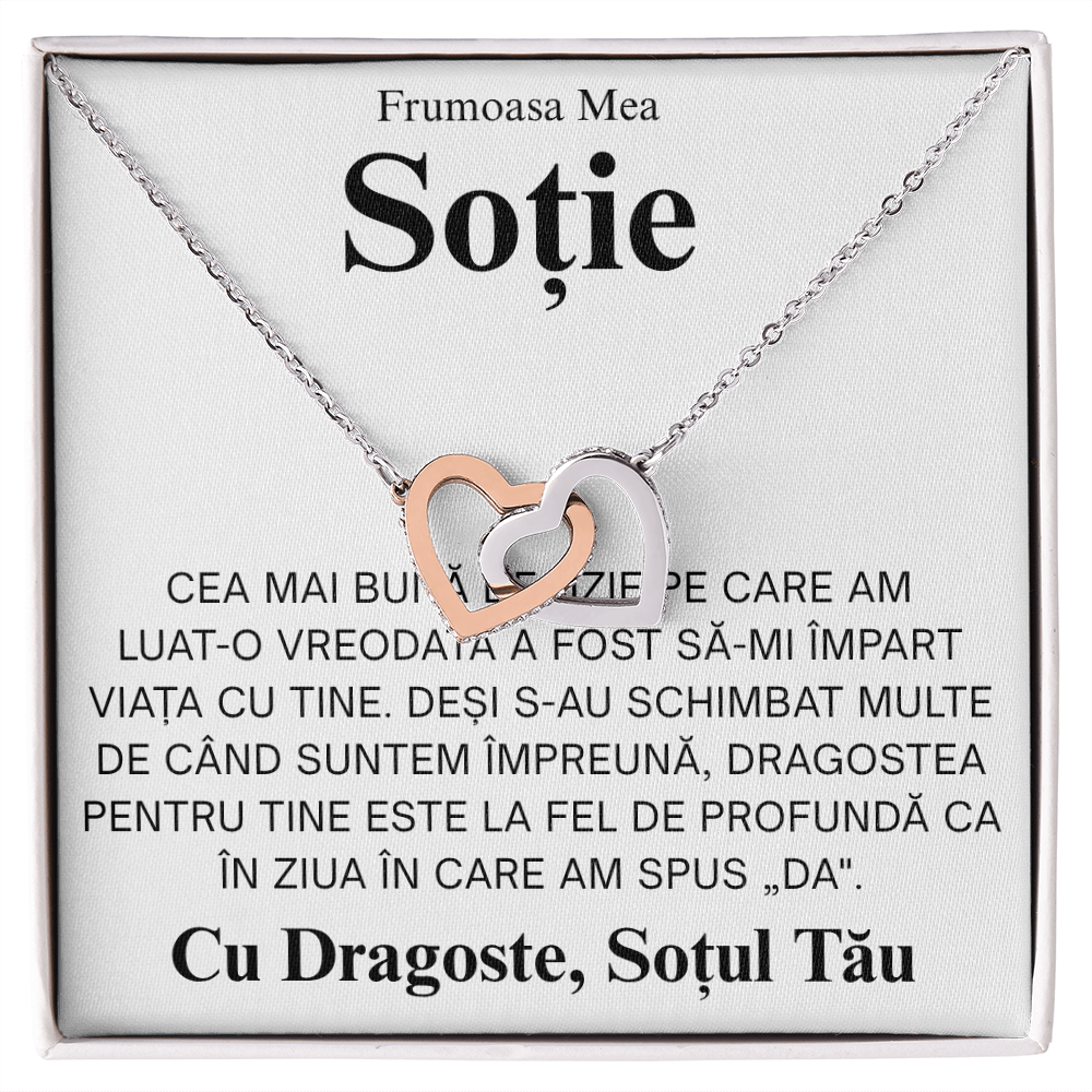 Cadou pentru Soție mea frumoasa - Colier Inimi Pereche Love