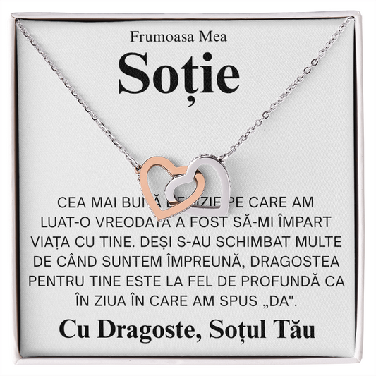 Cadou pentru Soție mea - Colier Inimi Pereche Love