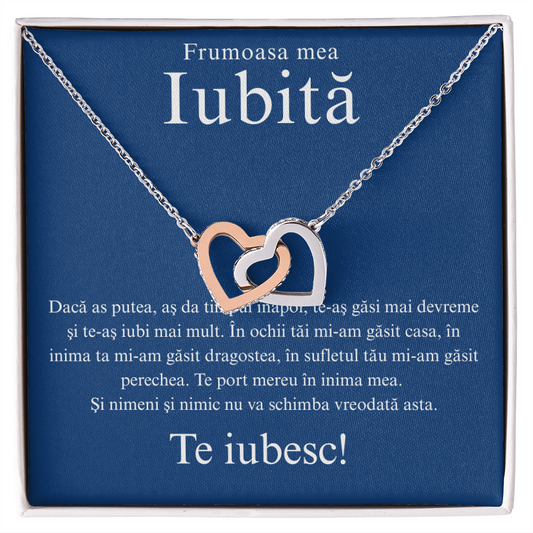 Cadou pentru draga mea iubita– Colier inimi pereche