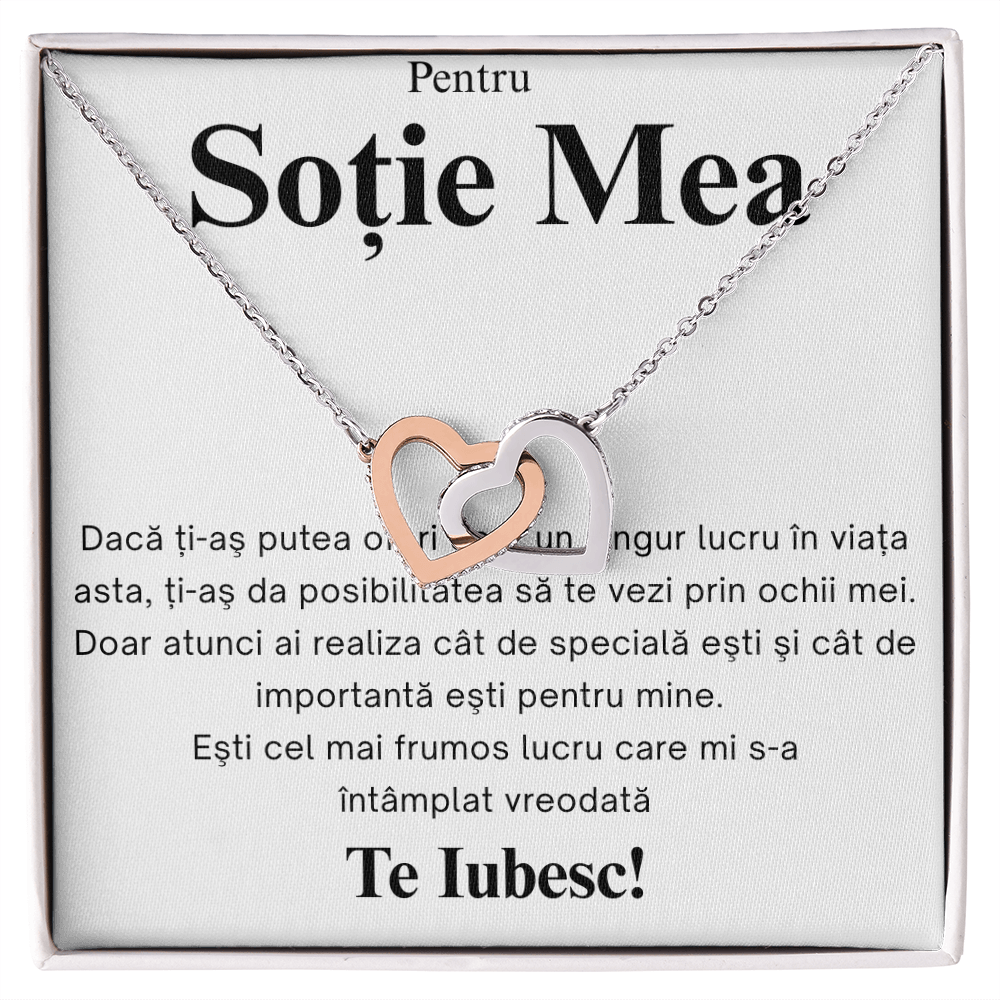 Cadou pentru  draga mea Soție  - Colier Inimi Pereche