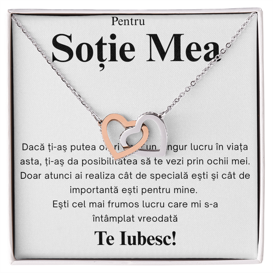 Cadou pentru  draga mea Soție  - Colier Inimi Pereche