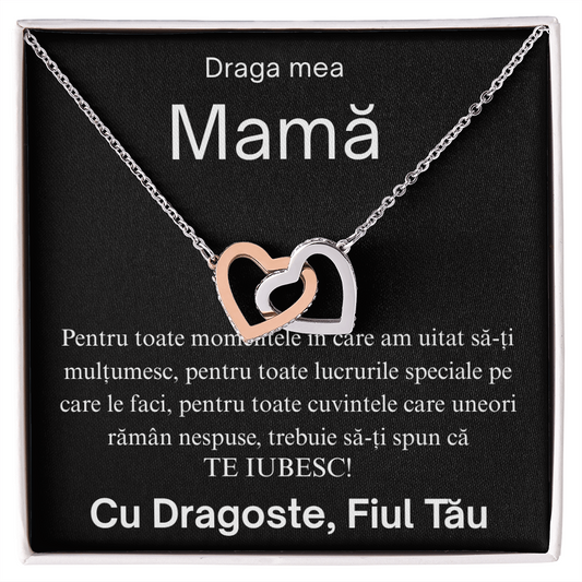 Cadou pentru Mama mea draga  - Colier Inimi Pereche