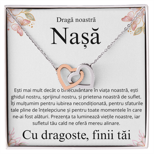 Cadou pentru scumpa mea nasa- Colier Inimi Pereche