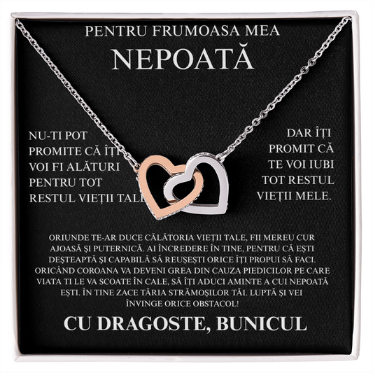 Cadou pentru draga mea nepoata - Colier Inimi Pereche
