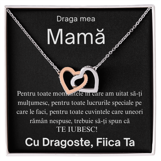 Cadou pentru Mama mea draga  - Colier Inimi Pereche