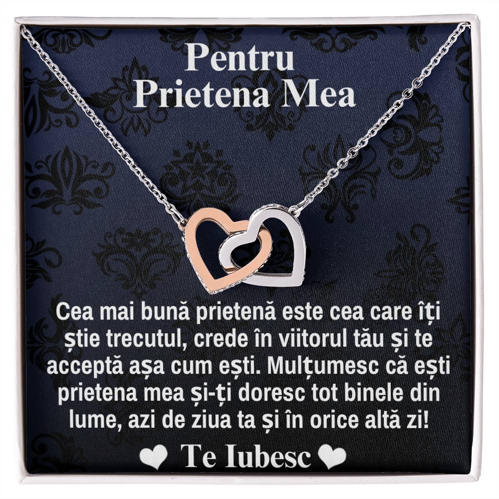 Pentru Prietena Mea - Colier Inimi Pereche - Te Iubesc