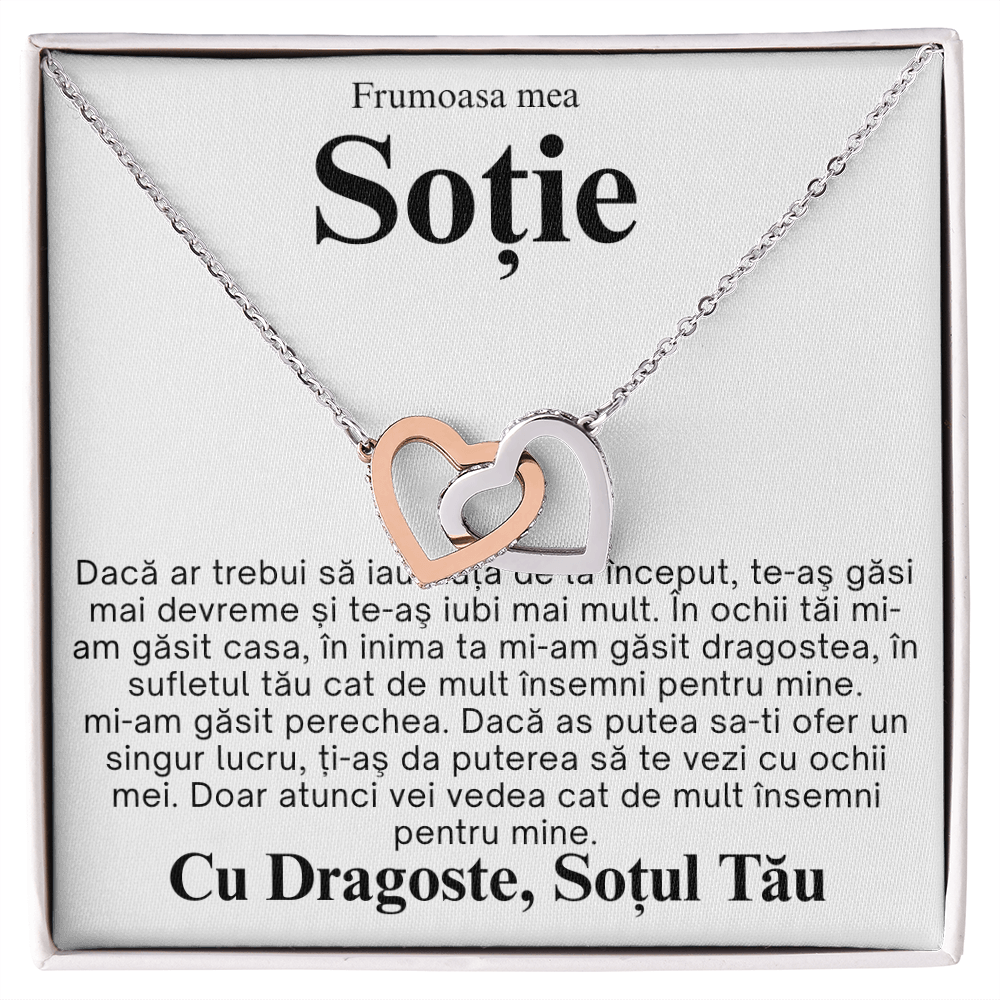 Cadou pentru Soție mea frumoasa - Colier Inimi Pereche Love