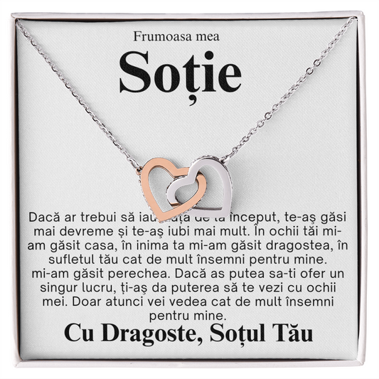 Cadou pentru Soție mea frumoasa - Colier Inimi Pereche Love