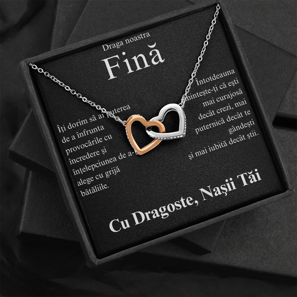 Cadou pentru fina mea draga  - Colier Inimi Pereche