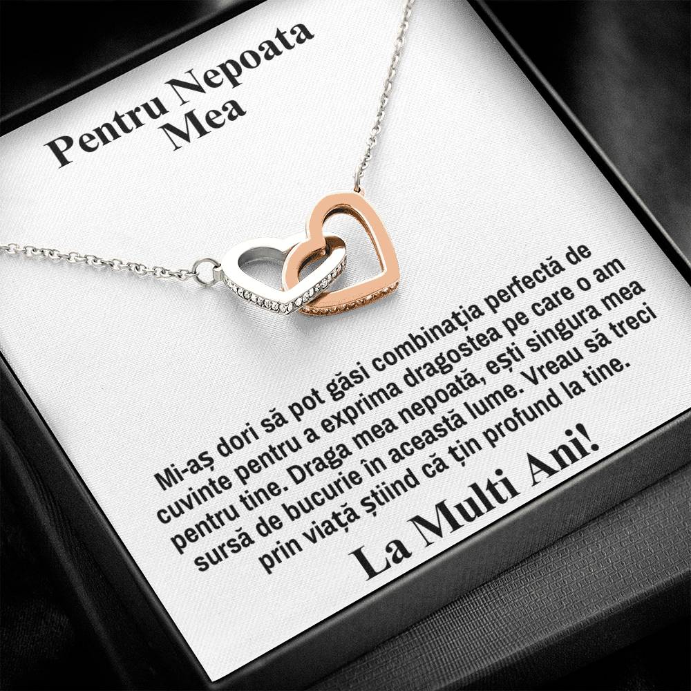 Pentru A Mea Nepoata -  Colier Inimi Pereche - La Multi Ani