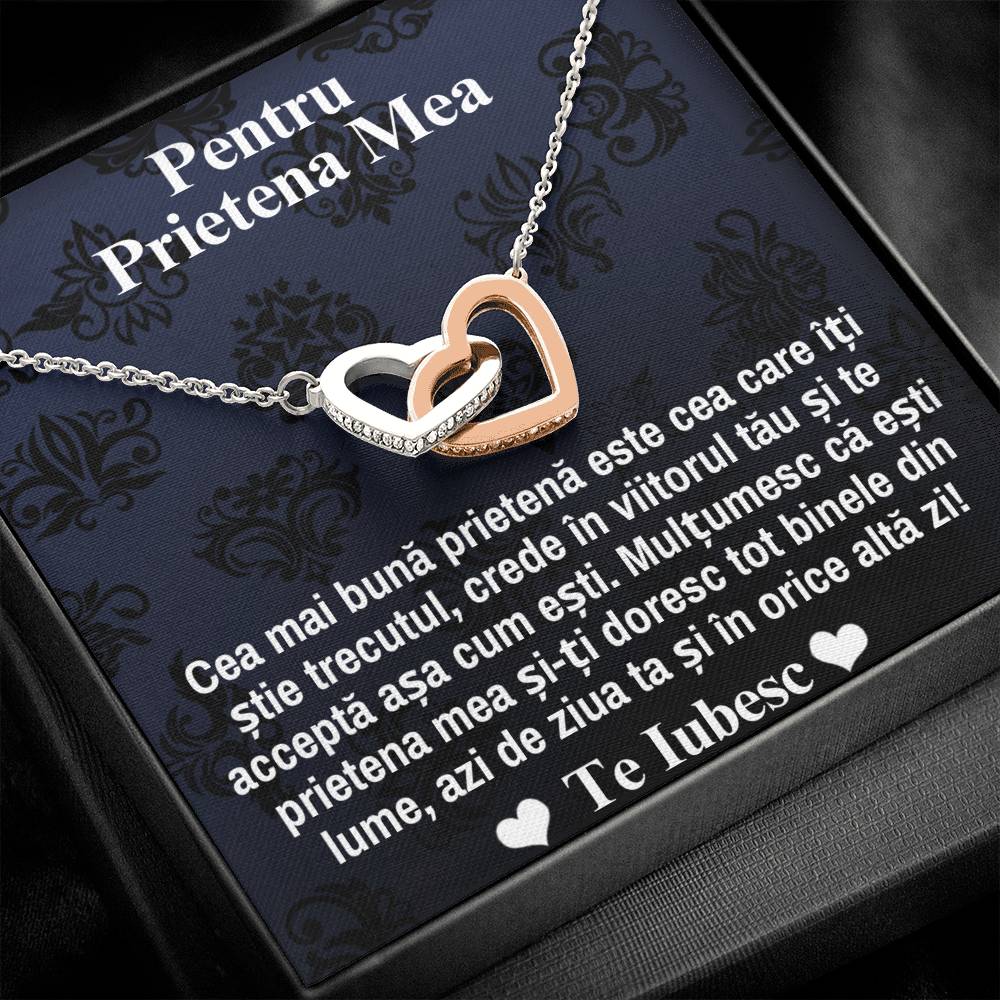 Pentru Prietena Mea - Colier Inimi Pereche - Te Iubesc