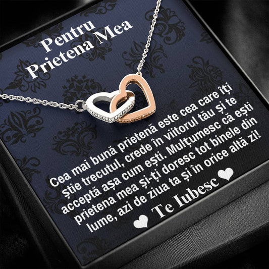 Pentru Prietena Mea - Colier Inimi Pereche - Te Iubesc