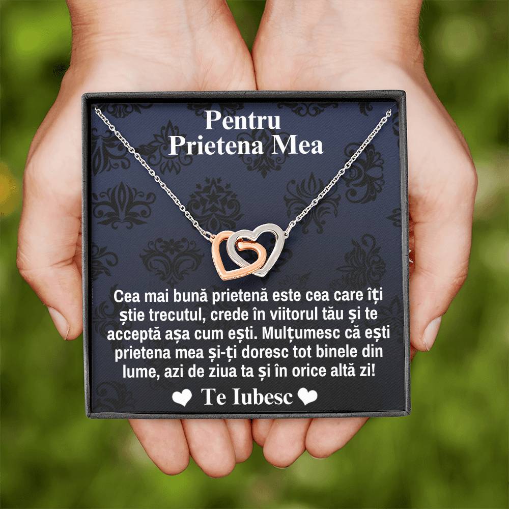 Pentru Prietena Mea - Colier Inimi Pereche - Te Iubesc