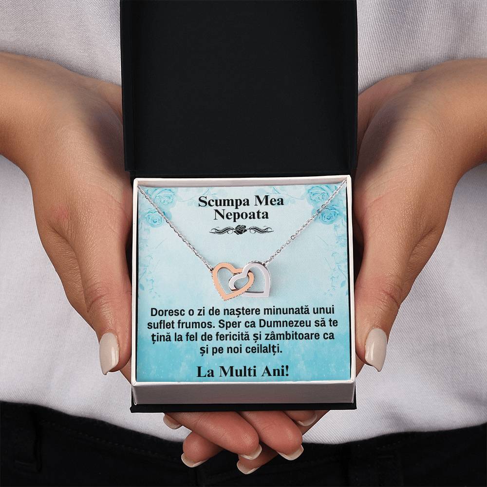 Draga Mea, Nepoata – Colier Inimi Pereche - La Multi Ani