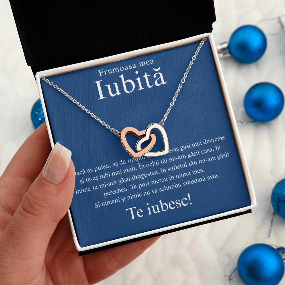 Cadou pentru draga mea iubita– Colier inimi pereche