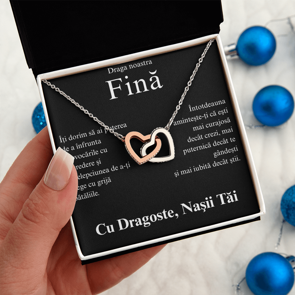 Cadou pentru fina mea draga  - Colier Inimi Pereche