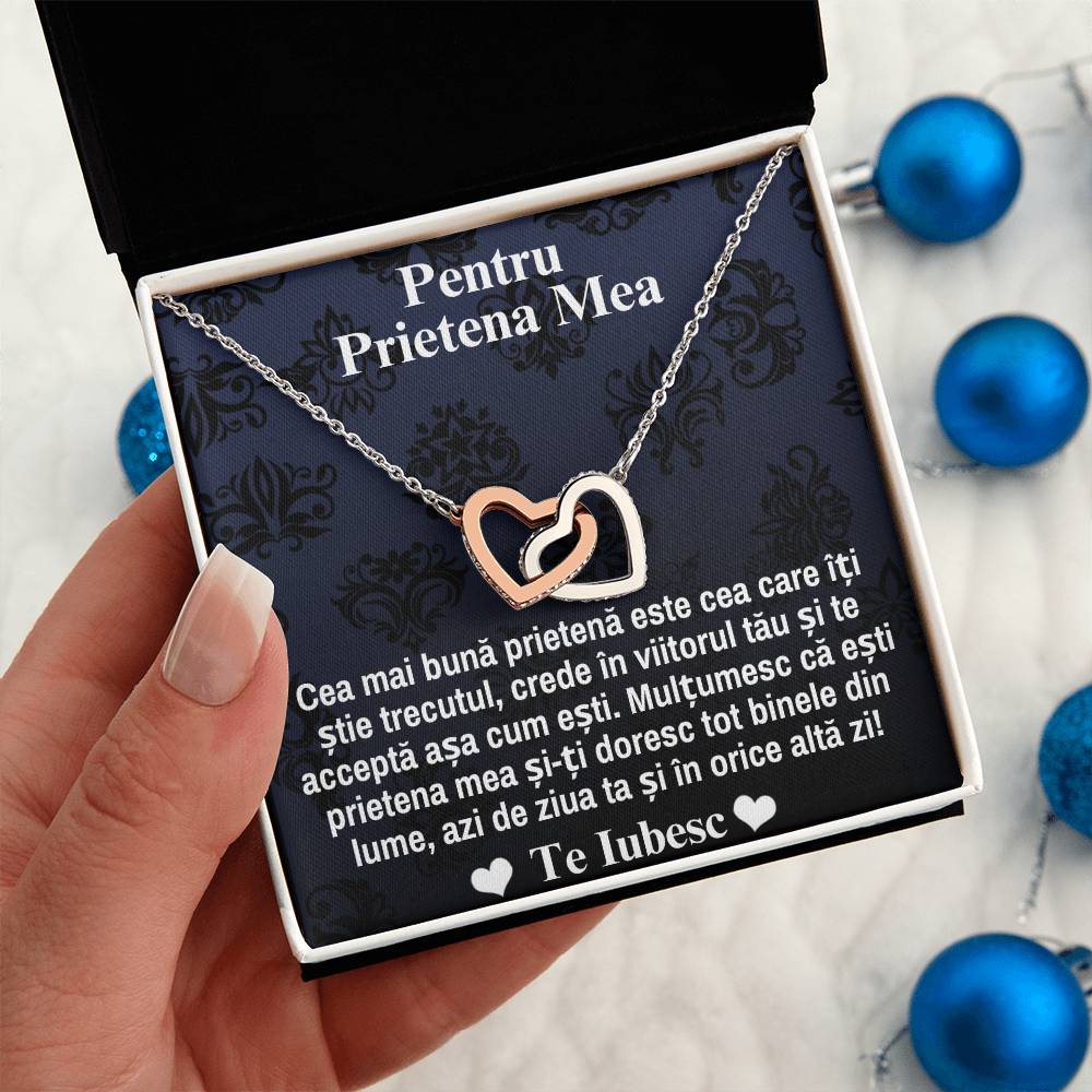Pentru Prietena Mea - Colier Inimi Pereche - Te Iubesc