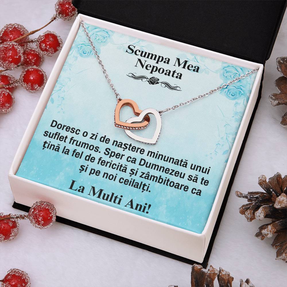 Draga Mea, Nepoata – Colier Inimi Pereche - La Multi Ani