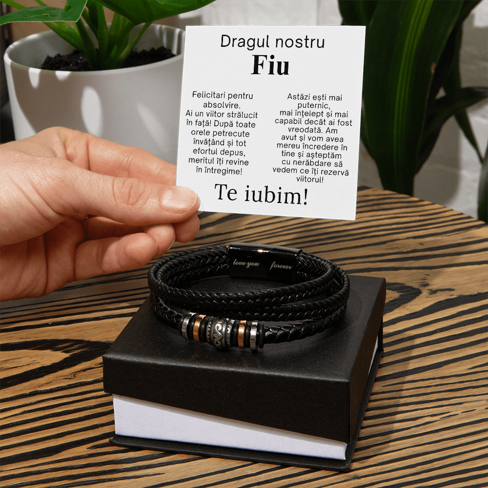 Cadou pentru fiul nostru- Brățara Piele Împletită