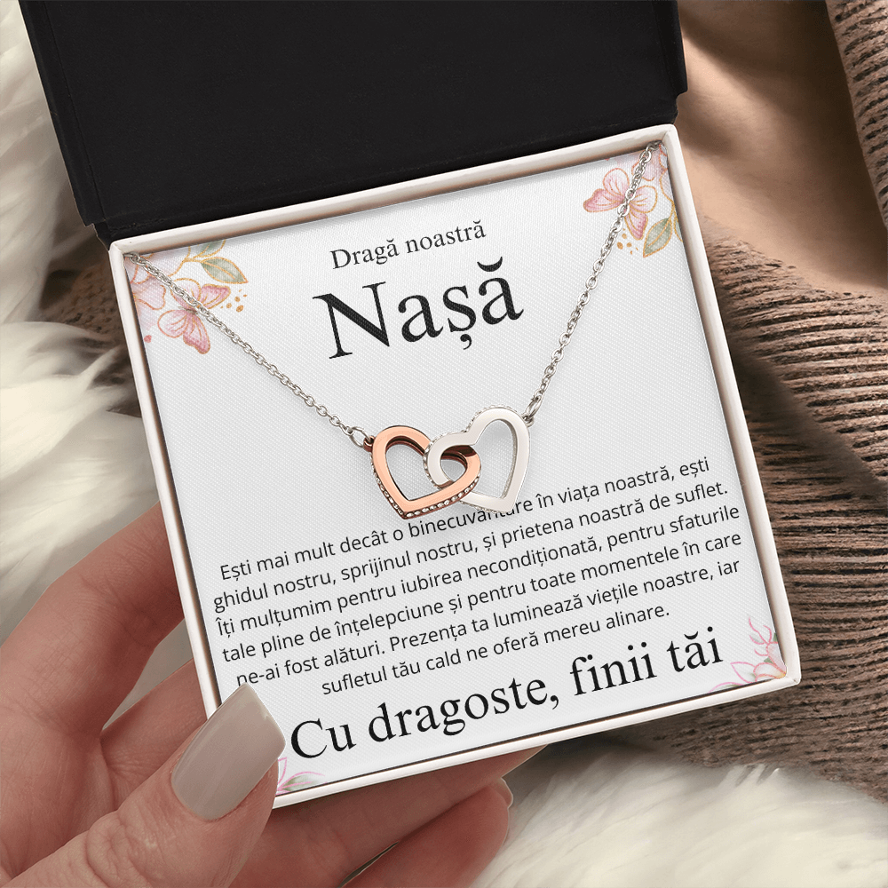 Cadou pentru scumpa mea nasa- Colier Inimi Pereche