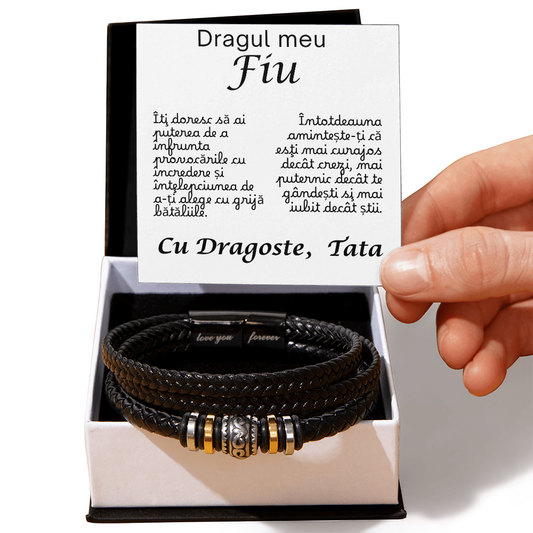 Cadou pentru fiul nostru - Brățara Piele Împletită