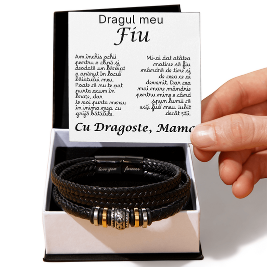 Cadou pentru fiul meu drag- Brățara Piele Împletită