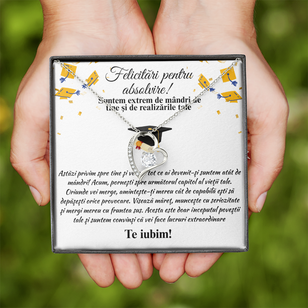 Cadou Absolvire Fiică – Lănțișor Inimă cu Mesaj Special din Argint