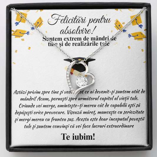 Cadou Absolvire Fiică – Lănțișor Inimă cu Mesaj Special din Argint